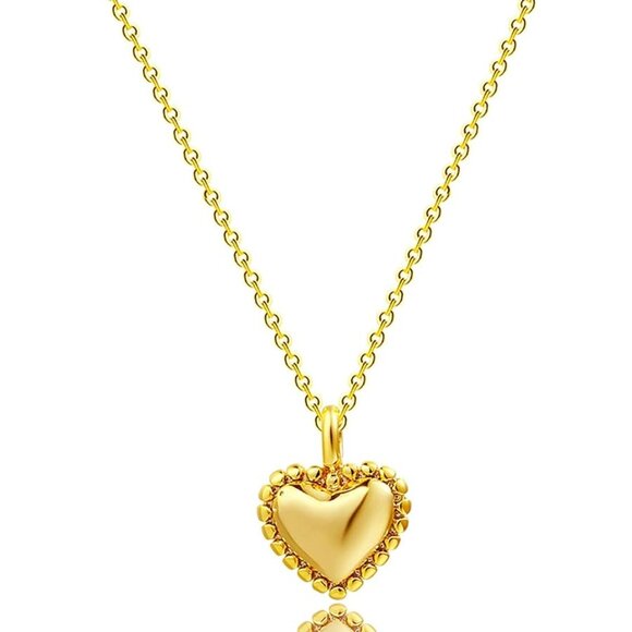 14k Gold Plated Heart Necklace for Women with Tiny Heart Pendant and Elegant Des - Picture 5 of 7